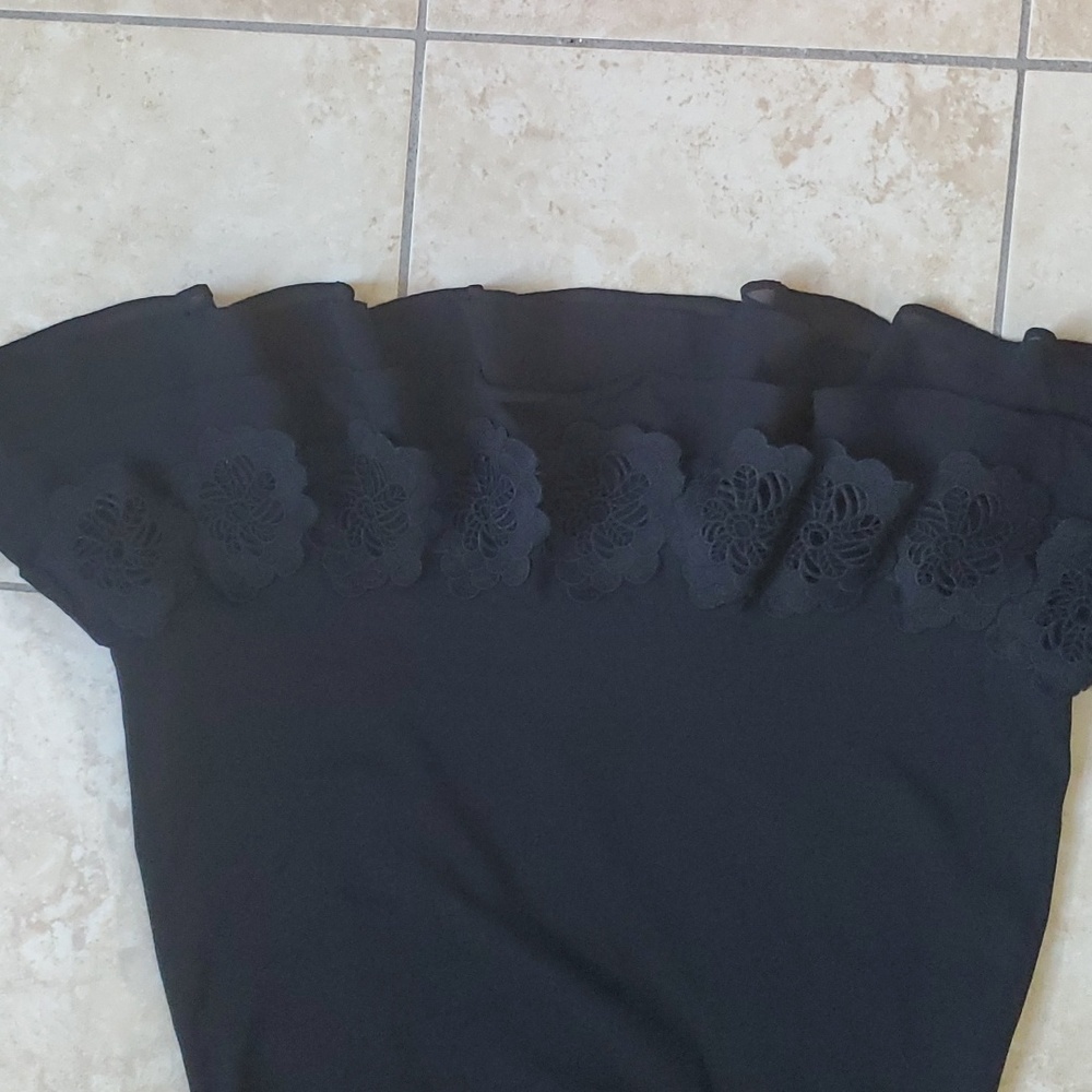 Calvin Klein Sleeveless Black Ruffle Dress sz 6 - Picture 4 of 8